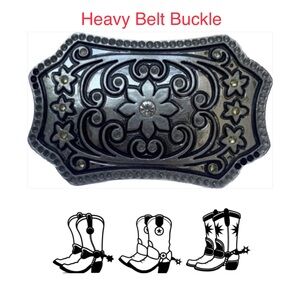 SILVER BELT BUCKLE - large , heavy & great condition